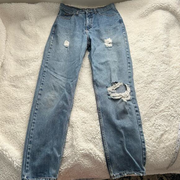 Vintage 90's Guess Jeans Style 1050 High Rise Tapered Leg Blue Classic Jeans 31 - Picture 2 of 10